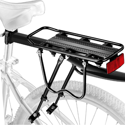 Rydexion Heavy Duty Adjustable Anodized Aluminum Rear Bike Rack With Integrated Safety Reflector And Mudguard