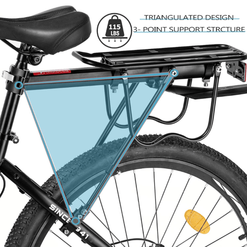 Rydexion Heavy Duty Adjustable Anodized Aluminum Rear Bike Rack With Integrated Safety Reflector And Mudguard