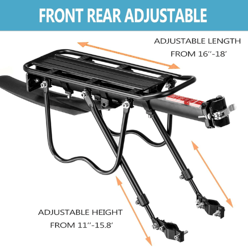 Rydexion Heavy Duty Adjustable Anodized Aluminum Rear Bike Rack With Integrated Safety Reflector And Mudguard