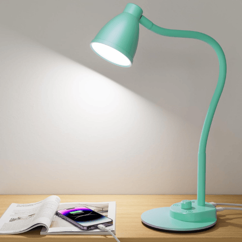 Smart Auto-Dimming Table Light with 3 Color Modes, Flexible Neck & Rotary Knob Control