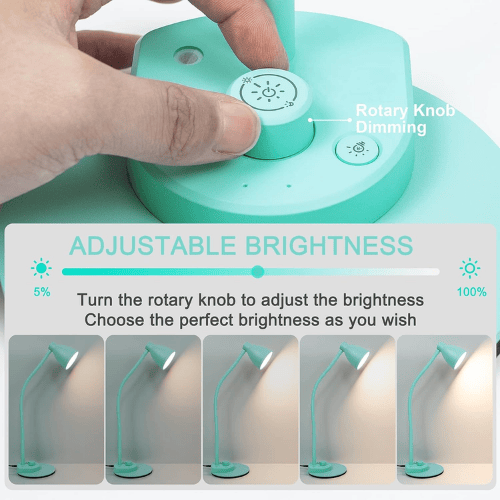 Smart Auto-Dimming Table Light with 3 Color Modes, Flexible Neck & Rotary Knob Control