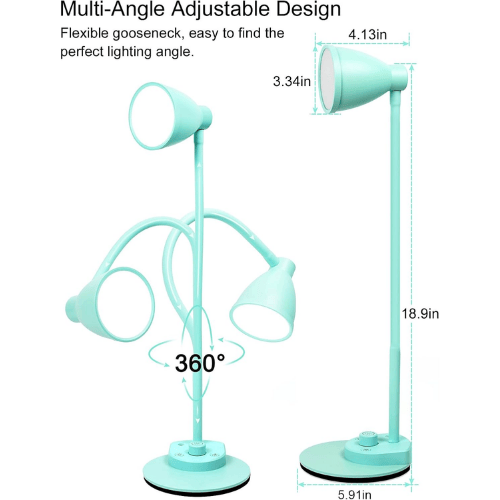 Smart Auto-Dimming Table Light with 3 Color Modes, Flexible Neck & Rotary Knob Control