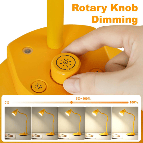 Smart Auto-Dimming Table Light with 3 Color Modes, Flexible Neck & Rotary Knob Control