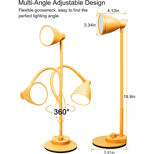 Smart Auto-Dimming Table Light with 3 Color Modes, Flexible Neck & Rotary Knob Control