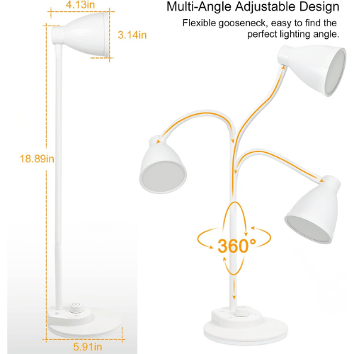 Smart Auto-Dimming Table Light with 3 Color Modes, Flexible Neck & Rotary Knob Control