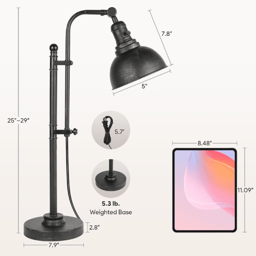 Rustic Industrial Adjustable Metal Desk Lamp