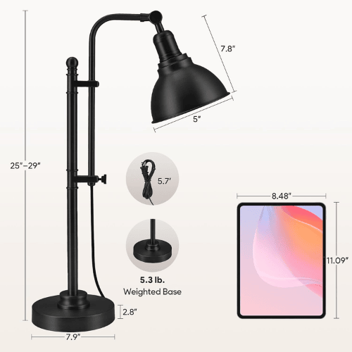 Rustic Industrial Adjustable Metal Desk Lamp