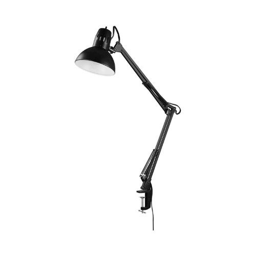 Swing Arm Clamp-On Architect Desk Lamp with Brushed Nickel Accents