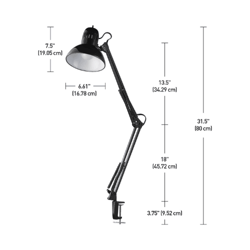 Swing Arm Clamp-On Architect Desk Lamp with Brushed Nickel Accents