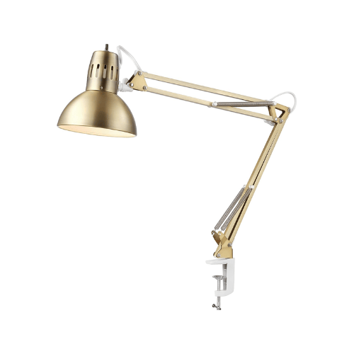 Swing Arm Clamp-On Architect Desk Lamp with Brushed Nickel Accents