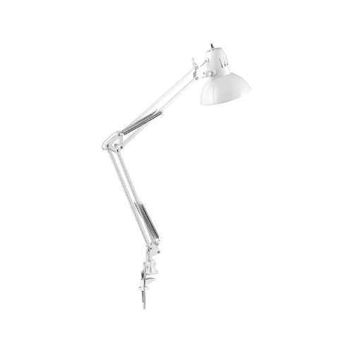 Swing Arm Clamp-On Architect Desk Lamp with Brushed Nickel Accents