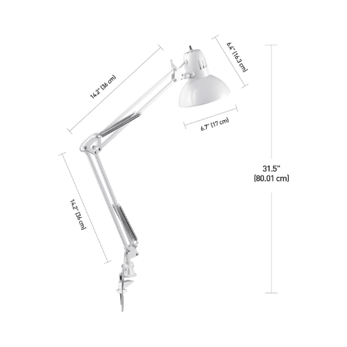 Swing Arm Clamp-On Architect Desk Lamp with Brushed Nickel Accents