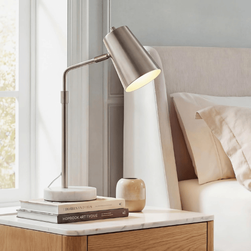 Mid-Century Modern 20" Adjustable Desk Lamp with Natural Marble Base