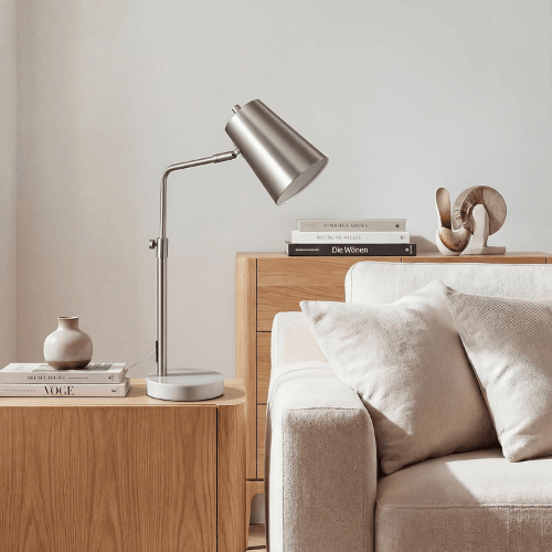 Mid-Century Modern 20" Adjustable Desk Lamp with Natural Marble Base