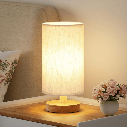 Small Minimalist Table Lamp with Fabric Shade