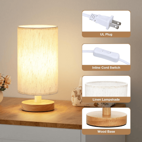 Small Minimalist Table Lamp with Fabric Shade
