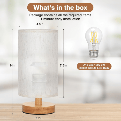 Small Minimalist Table Lamp with Fabric Shade