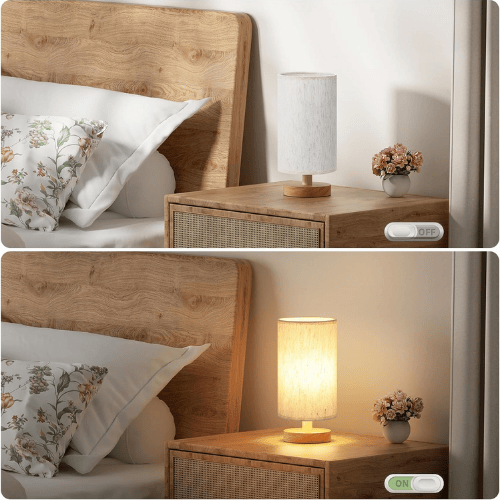 Small Minimalist Table Lamp with Fabric Shade