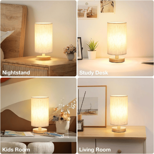 Small Minimalist Table Lamp with Fabric Shade