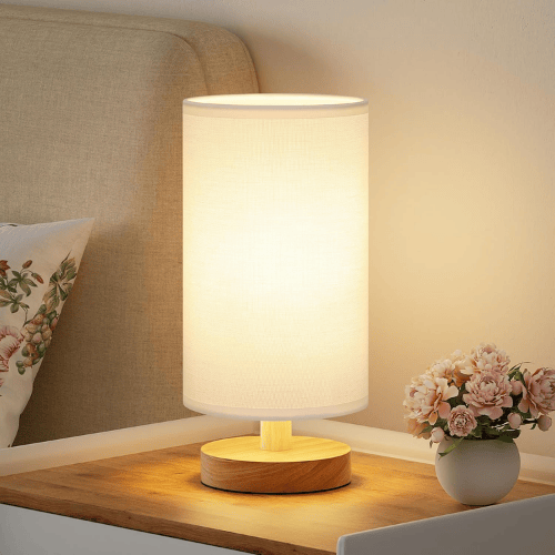 Small Minimalist Table Lamp with Fabric Shade