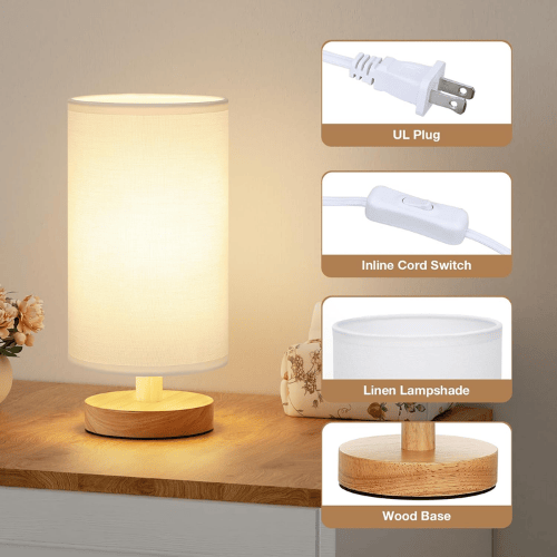 Small Minimalist Table Lamp with Fabric Shade