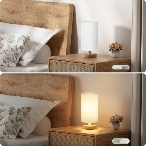 Small Minimalist Table Lamp with Fabric Shade