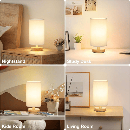 Small Minimalist Table Lamp with Fabric Shade