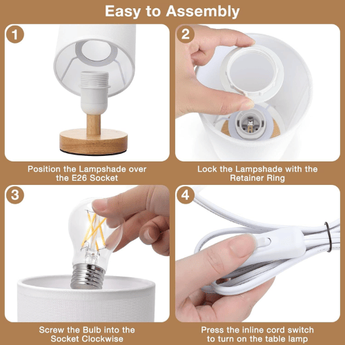 Small Minimalist Table Lamp with Fabric Shade