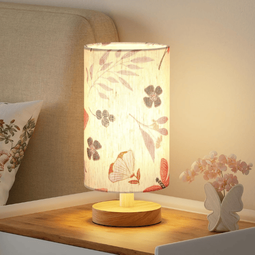 Small Minimalist Table Lamp with Fabric Shade