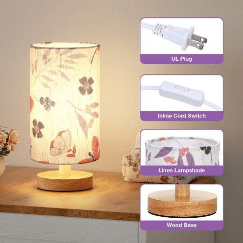 Small Minimalist Table Lamp with Fabric Shade