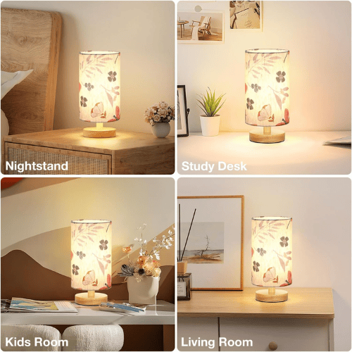 Small Minimalist Table Lamp with Fabric Shade