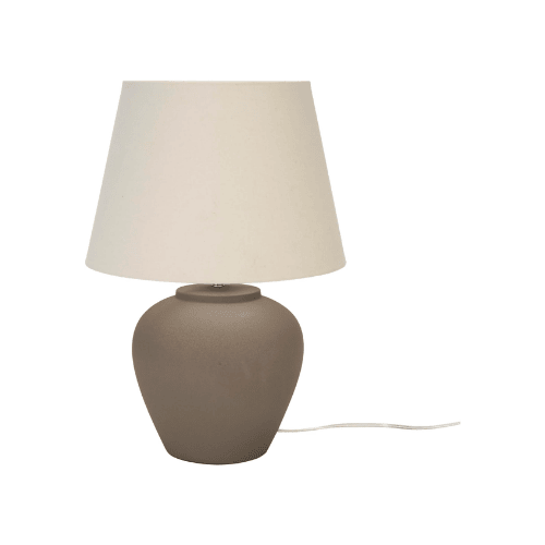 20" Matte Ceramic Table Lamp with Cream Fabric Shade