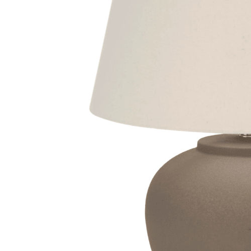20" Matte Ceramic Table Lamp with Cream Fabric Shade