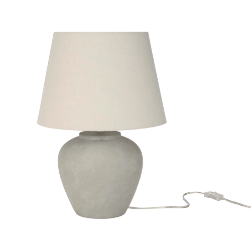 20" Matte Ceramic Table Lamp with Cream Fabric Shade