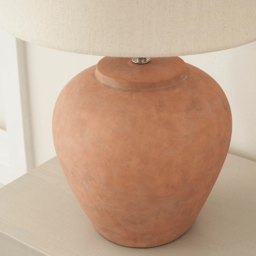 20" Matte Ceramic Table Lamp with Cream Fabric Shade