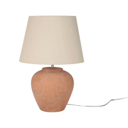 20" Matte Ceramic Table Lamp with Cream Fabric Shade