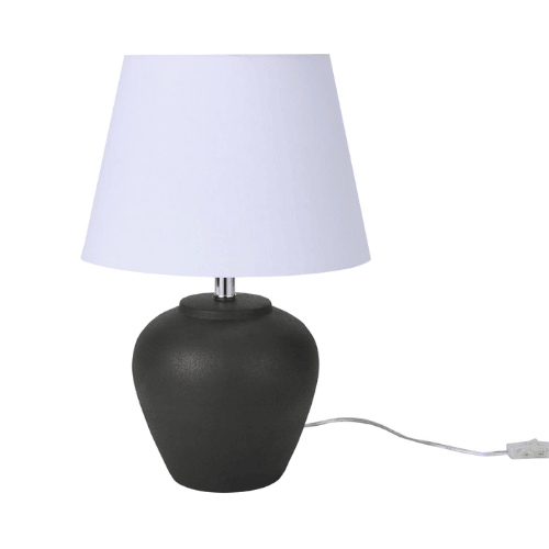20" Matte Ceramic Table Lamp with Cream Fabric Shade
